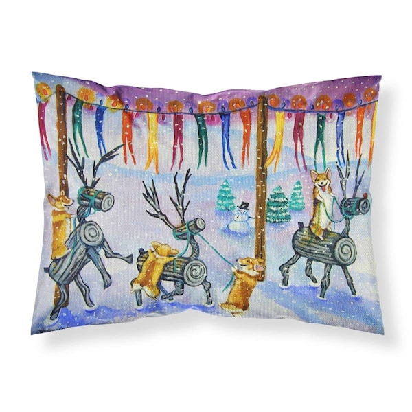 Carolines Treasures Carolines Treasures 7443PILLOWCASE Corgi Log Reindeer Race Christmas Fabric Standard Pillowcase 7443PILLOWCASE - main